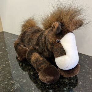 Aurora Flopsies Floppy Chocolate Brown White Horse Pony Plush Stuffed Animal 12”